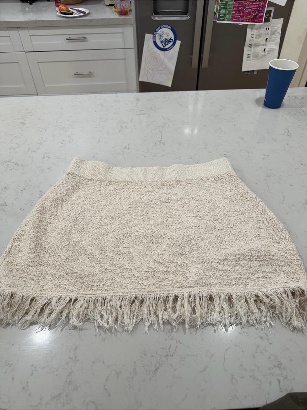 ASOS Cream Fringe Mini Skirt